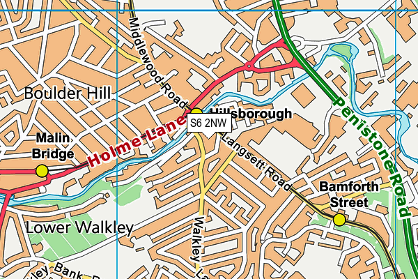 S6 2NW map - OS VectorMap District (Ordnance Survey)