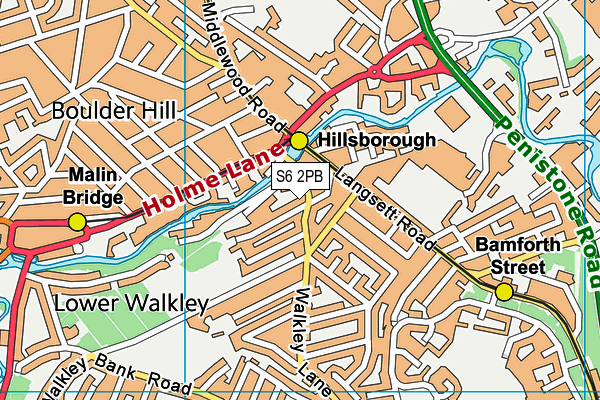 S6 2PB map - OS VectorMap District (Ordnance Survey)