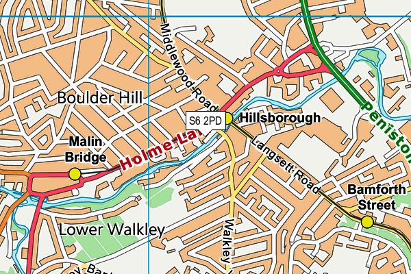 S6 2PD map - OS VectorMap District (Ordnance Survey)