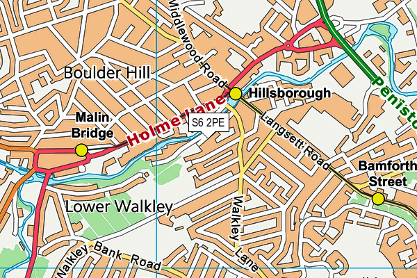 S6 2PE map - OS VectorMap District (Ordnance Survey)