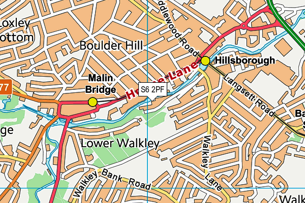 S6 2PF map - OS VectorMap District (Ordnance Survey)