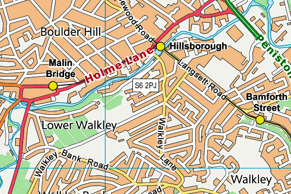 S6 2PJ map - OS VectorMap District (Ordnance Survey)