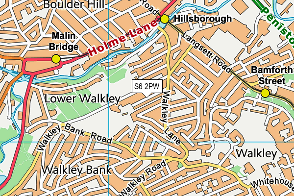 S6 2PW map - OS VectorMap District (Ordnance Survey)