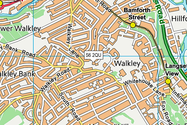 S6 2QU map - OS VectorMap District (Ordnance Survey)