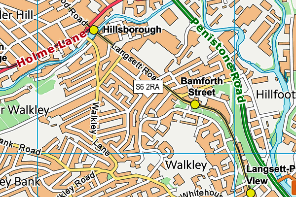 S6 2RA map - OS VectorMap District (Ordnance Survey)