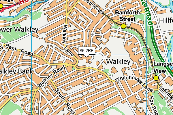 S6 2RF map - OS VectorMap District (Ordnance Survey)