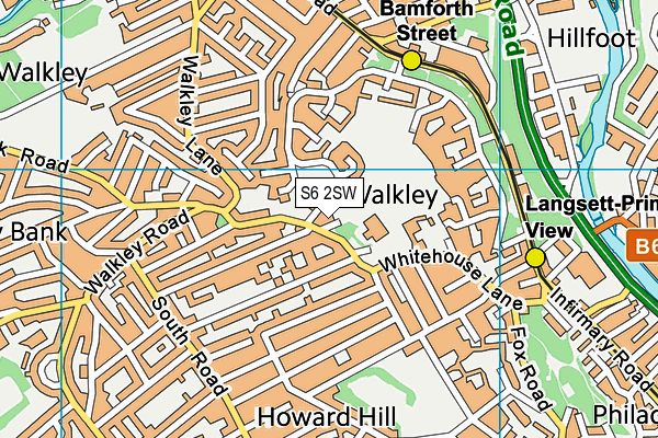 S6 2SW map - OS VectorMap District (Ordnance Survey)