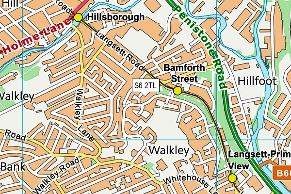 S6 2TL map - OS VectorMap District (Ordnance Survey)