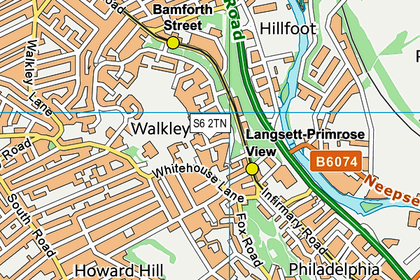 S6 2TN map - OS VectorMap District (Ordnance Survey)