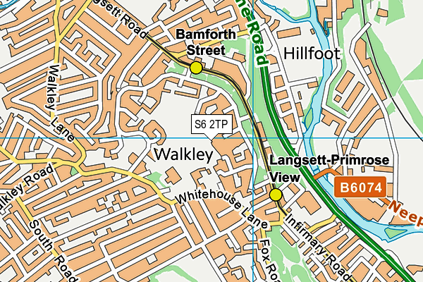 S6 2TP map - OS VectorMap District (Ordnance Survey)