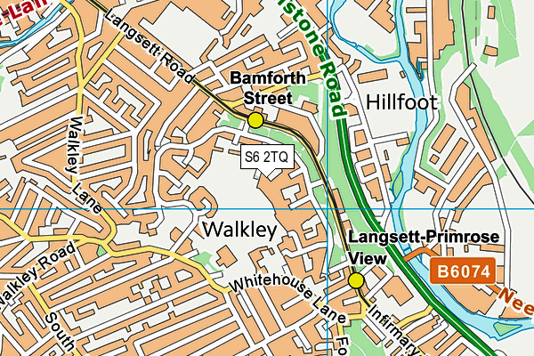 S6 2TQ map - OS VectorMap District (Ordnance Survey)