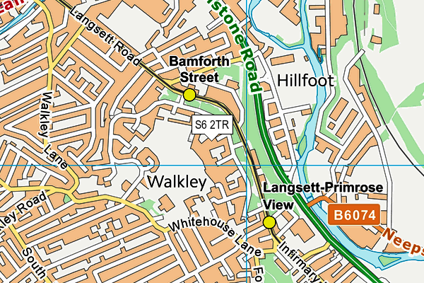 S6 2TR map - OS VectorMap District (Ordnance Survey)