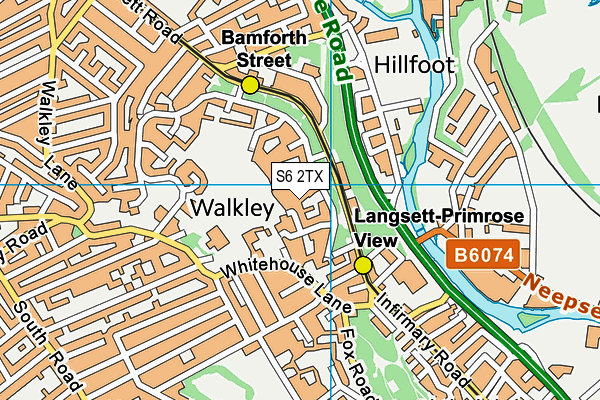 S6 2TX map - OS VectorMap District (Ordnance Survey)