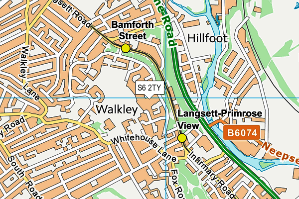 S6 2TY map - OS VectorMap District (Ordnance Survey)