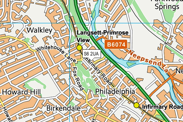 S6 2UA map - OS VectorMap District (Ordnance Survey)