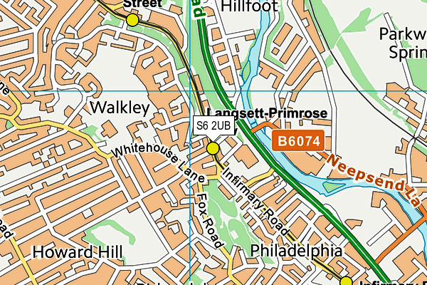 S6 2UB map - OS VectorMap District (Ordnance Survey)