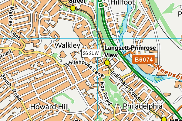 S6 2UW map - OS VectorMap District (Ordnance Survey)