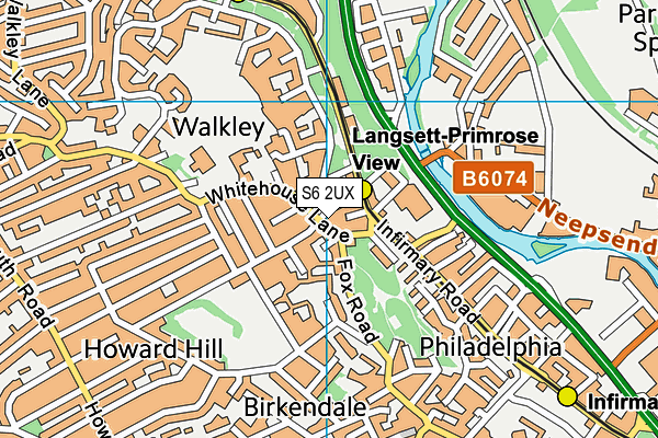 S6 2UX map - OS VectorMap District (Ordnance Survey)