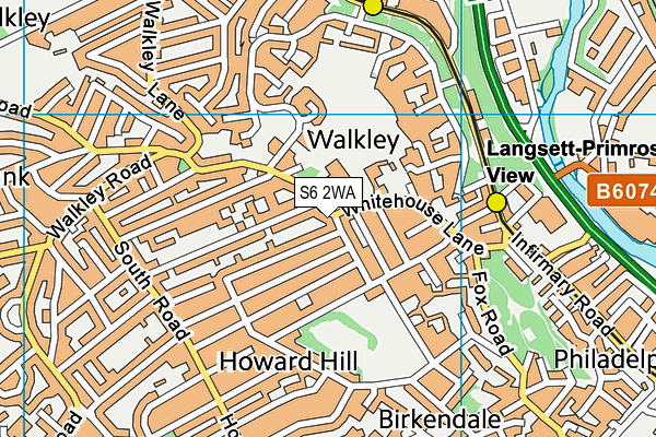 S6 2WA map - OS VectorMap District (Ordnance Survey)