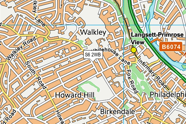 S6 2WB map - OS VectorMap District (Ordnance Survey)