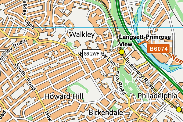 S6 2WF map - OS VectorMap District (Ordnance Survey)