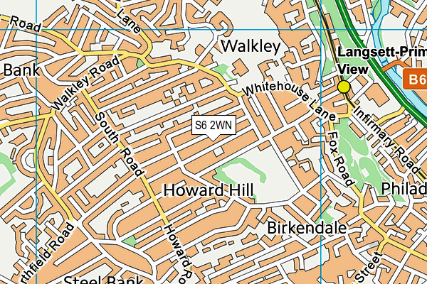 S6 2WN map - OS VectorMap District (Ordnance Survey)