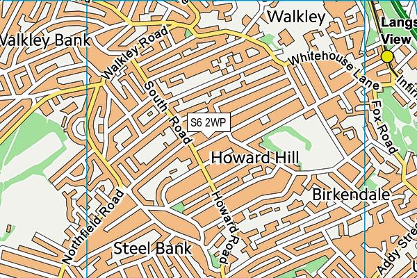 S6 2WP map - OS VectorMap District (Ordnance Survey)