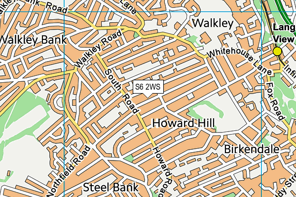 S6 2WS map - OS VectorMap District (Ordnance Survey)