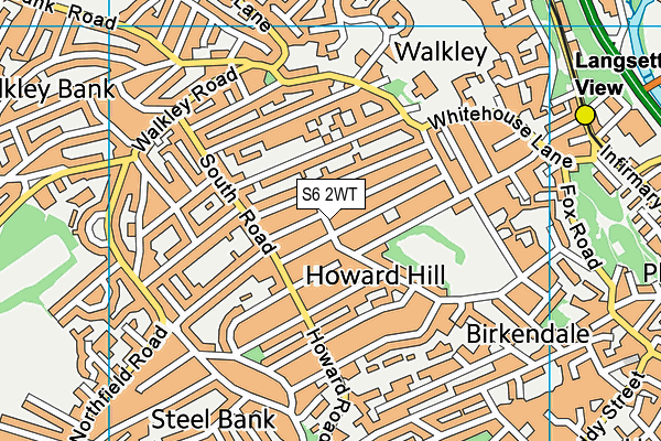 S6 2WT map - OS VectorMap District (Ordnance Survey)