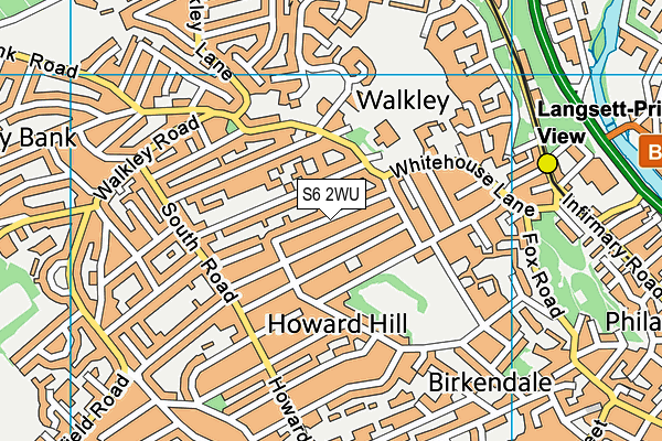 S6 2WU map - OS VectorMap District (Ordnance Survey)