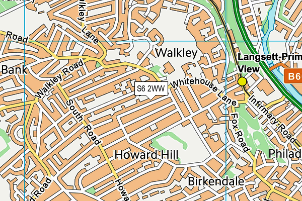 S6 2WW map - OS VectorMap District (Ordnance Survey)