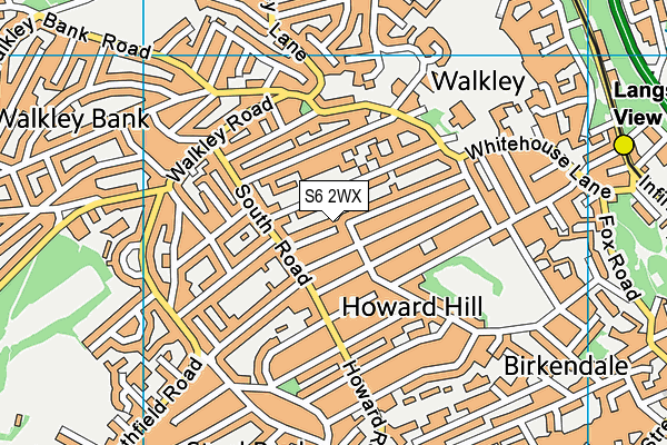 S6 2WX map - OS VectorMap District (Ordnance Survey)