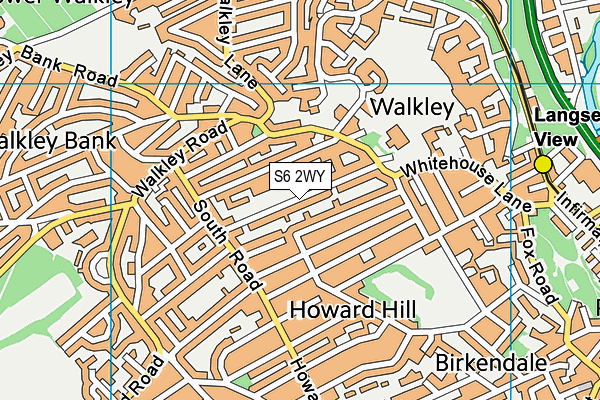 S6 2WY map - OS VectorMap District (Ordnance Survey)