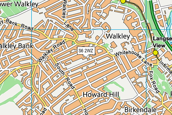 S6 2WZ map - OS VectorMap District (Ordnance Survey)