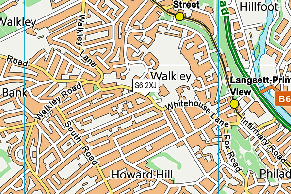 S6 2XJ map - OS VectorMap District (Ordnance Survey)