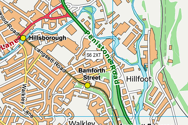 S6 2XT map - OS VectorMap District (Ordnance Survey)