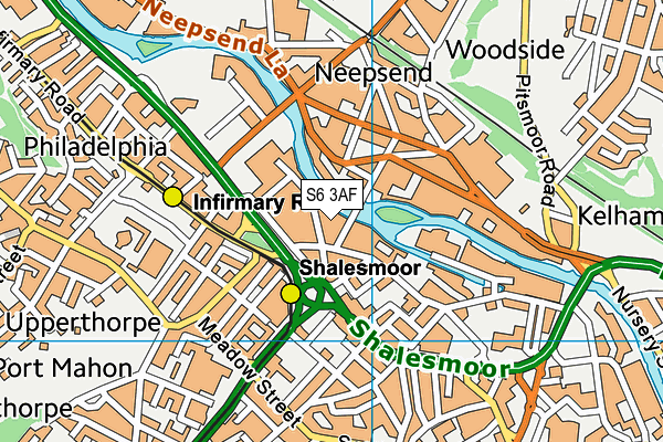 S6 3AF map - OS VectorMap District (Ordnance Survey)