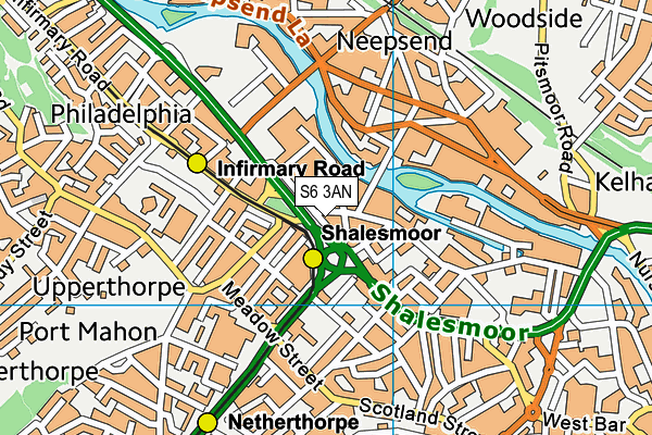 S6 3AN map - OS VectorMap District (Ordnance Survey)