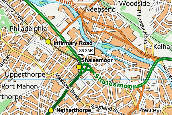 S6 3AR map - OS VectorMap District (Ordnance Survey)