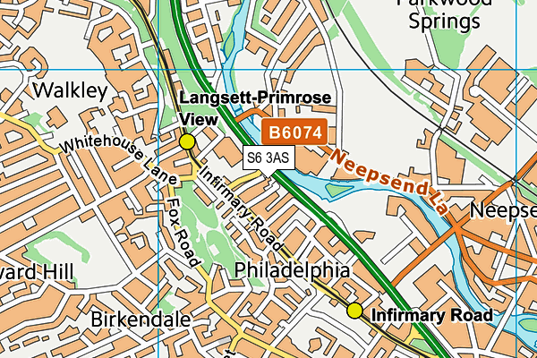 S6 3AS map - OS VectorMap District (Ordnance Survey)