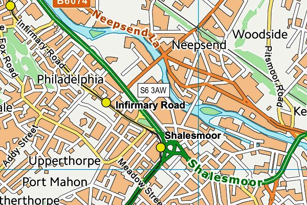 S6 3AW map - OS VectorMap District (Ordnance Survey)