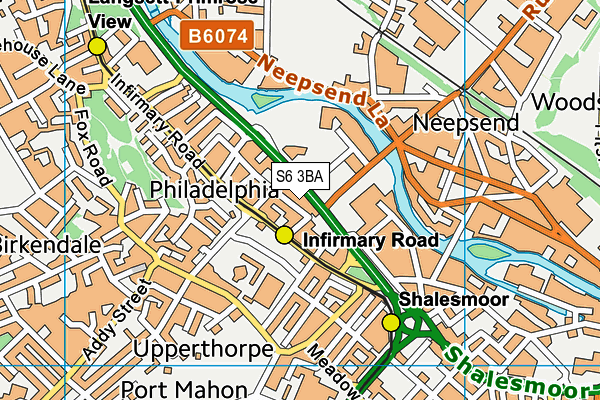 S6 3BA map - OS VectorMap District (Ordnance Survey)