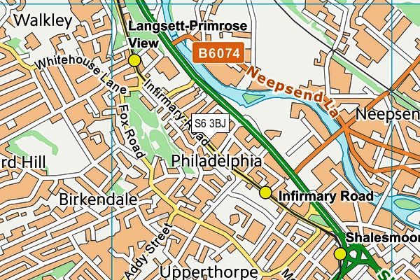 S6 3BJ map - OS VectorMap District (Ordnance Survey)