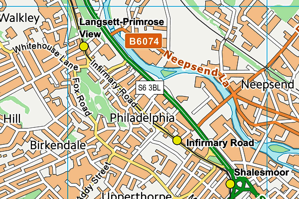 S6 3BL map - OS VectorMap District (Ordnance Survey)
