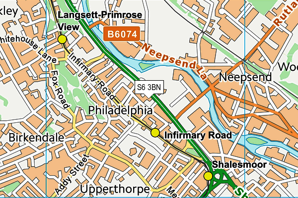 S6 3BN map - OS VectorMap District (Ordnance Survey)