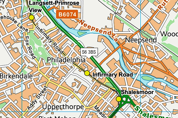 S6 3BS map - OS VectorMap District (Ordnance Survey)