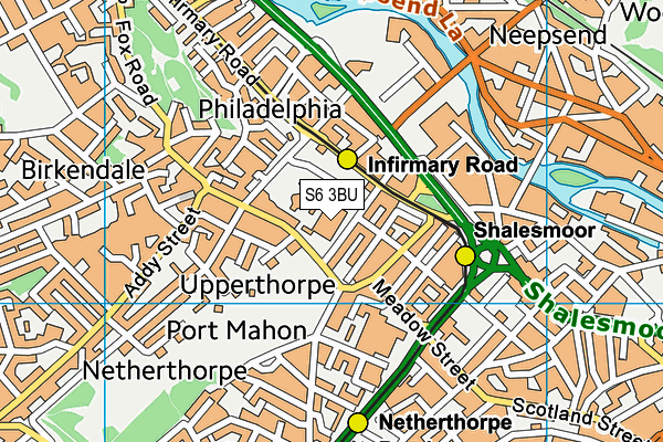 S6 3BU map - OS VectorMap District (Ordnance Survey)