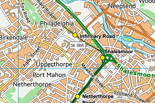 S6 3BW map - OS VectorMap District (Ordnance Survey)