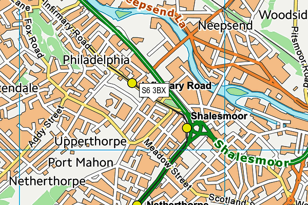 S6 3BX map - OS VectorMap District (Ordnance Survey)