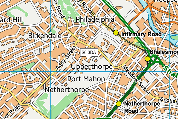 S6 3DA map - OS VectorMap District (Ordnance Survey)